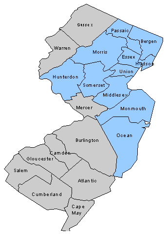 Dumpster/Roll-Off NJ Service Area Map